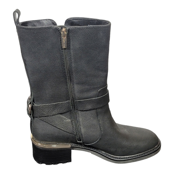 NWOB Vince Camuto Kerivini in Smooth Black Leather Moto Boot Size 10.5 SB7 - Picture 4 of 13